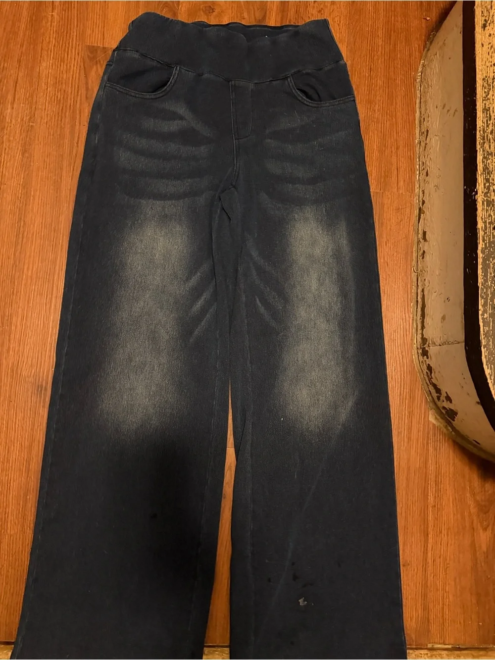 SHEIN Black stretch Wide-Leg Flare Jeans with Faded Wash